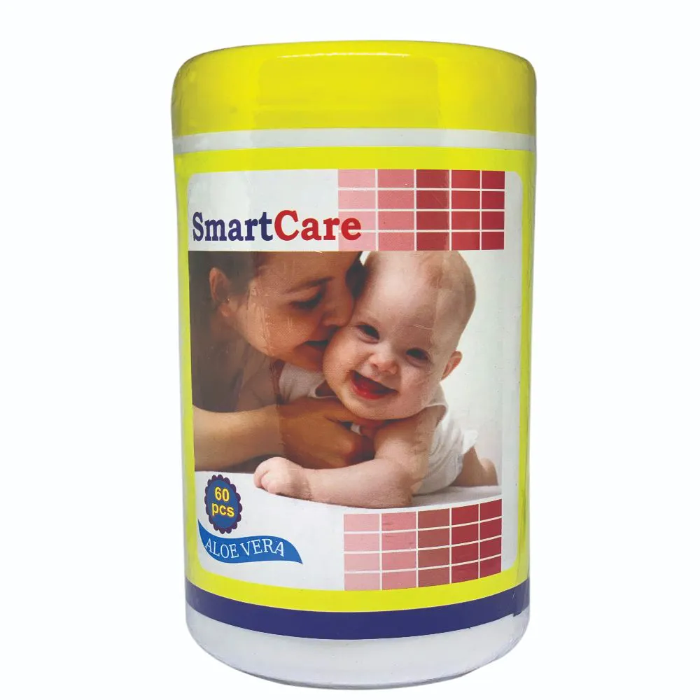 Smart Care Alcohol free Wet Wipes With Tube (Aloe Vera) 60pcs