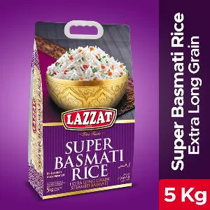 Lazzat Super Basmati Rice Extra Long Grain Streamed Basmati 5kg