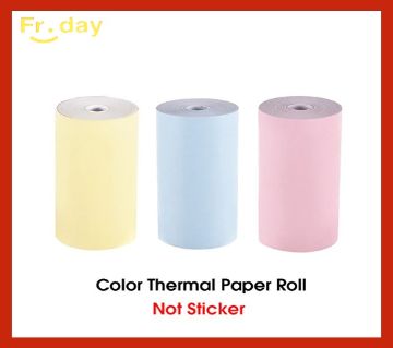 3pcs 57*30mm মাল্টিকালার থার্মাল পেপার রোল ফর মিনি প্রিন্টার, Label Printer, Thermal Printer - Yellow-Blue-Pink-3-Roll