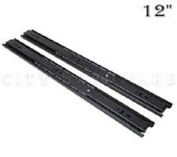 1 Pair 12 Inch বল বিয়ারিং ড্রয়ার স্লাইডার -Full Extension Side Mount Runner 3 Part Drawer Channel Black