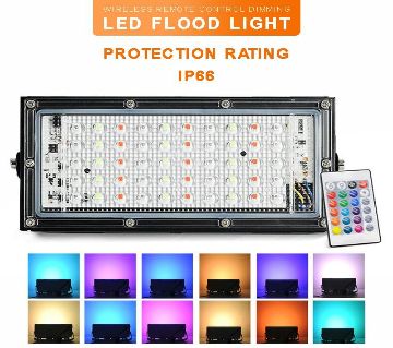 RGB LED ফ্লাড লাইট - Remote Controlled IP66 Waterproof Landscape & Outdoor Lighting (50W, AC220V) - Black Color