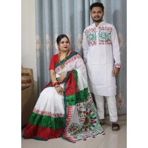 শাড়ি-পাঞ্জাবী কাপল সেট (No Blouse Piece)