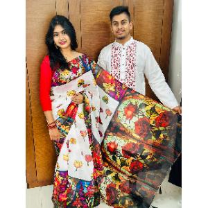 শাড়ী পাঞ্জাবী কাপল সেট উইথ ব্লাউজপিস