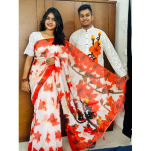 শাড়ী পাঞ্জাবী কাপল সেট উইথ ব্লাউজপিস