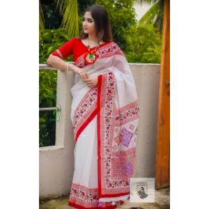 হাফ সিল্ক শাড়ি উইথ ব্লাউজপিস