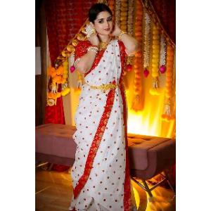 হাফ সিল্ক শাড়ি উইথ ব্লাউজপিস