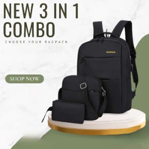 চায়না ব্যাকপ্যাক কম্বো সেট (৩ পিস)