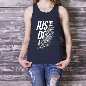 Just Do It Printed Slim Fit Navy Blue Color Tanks for Women - SL36