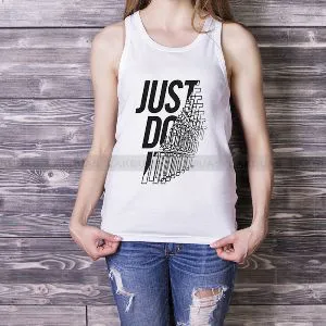 Just Do It Printed Slim Fit White Color Tanks for Women - SL36