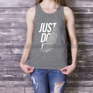 Just Do It Printed Slim Fit Deep Grey Color Tanks for Women - SL36