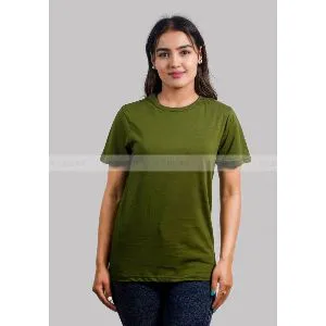 Olive Color Cotton T-shirt for Women