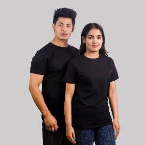 Black Color  Cotton T-shirt for Couple