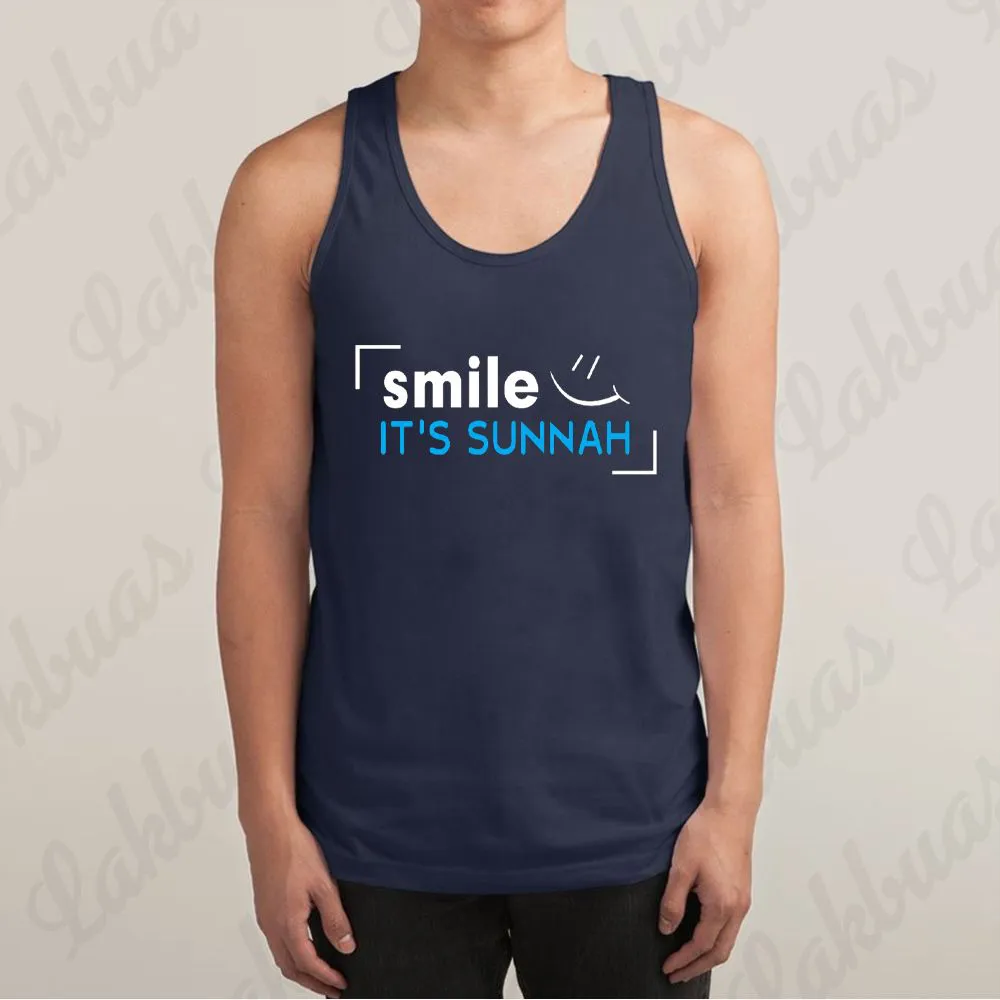 Smile Its Sunnah Printed Navy Blue Color Cotton Tank Tops for Men - APT80