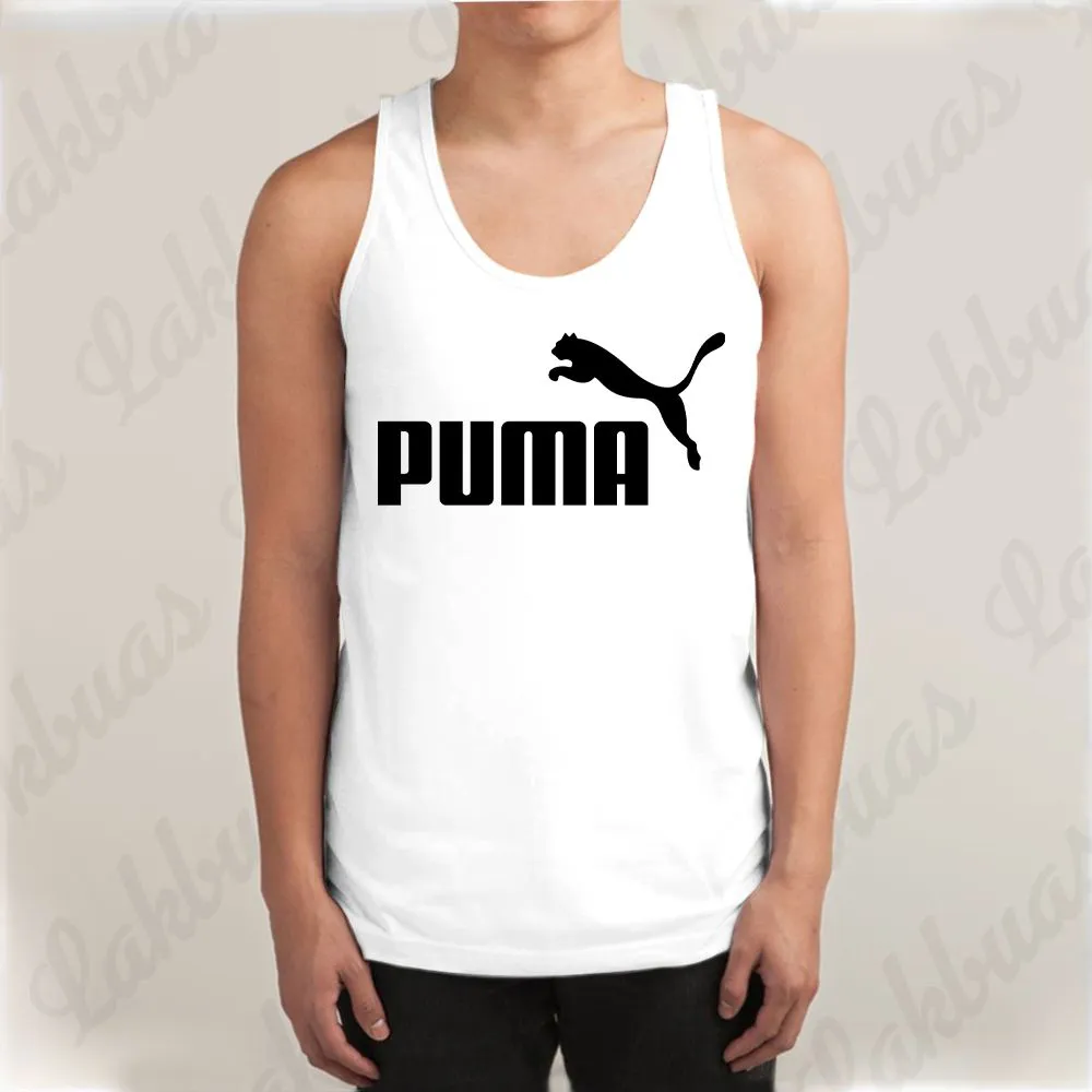 Puma Logo Printed White Color Cotton Tank Tops for Men - LAK274