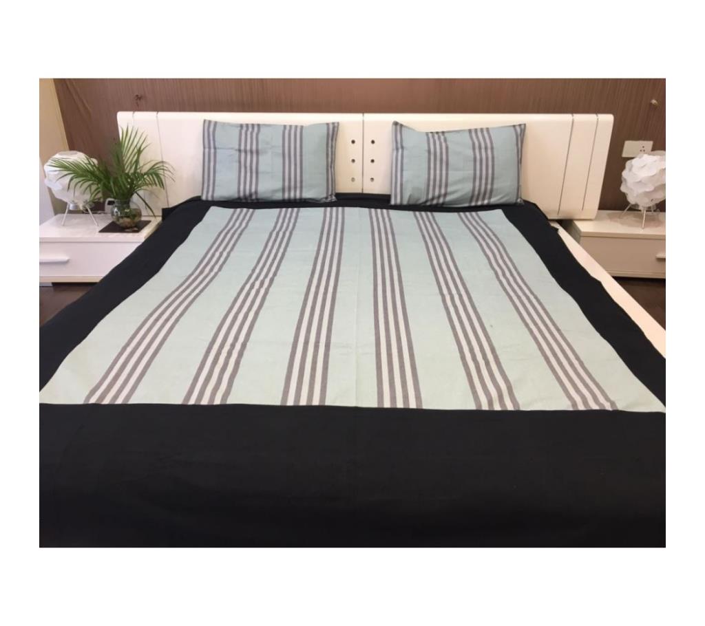 Blue And Black Woven Cotton Double Bed Sheets by Ivoryniche বাংলাদেশ - 742667