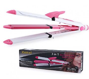 Kemei KM-1213 (3 in 1) হেয়ার স্ট্রেইটনার এন্ড কার্লার