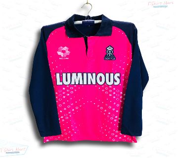 রাজস্থান রয়্যালস ফুল-স্লীভ আইপিএল ক্রিকেট জার্সি উইথ কলার 