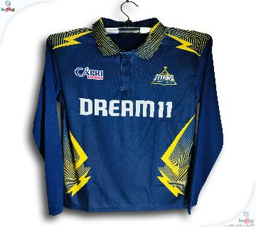 গুজরাত টাইটানস ফুল-স্লীভ আইপিএল ক্রিকেট জার্সি উইথ কলার 