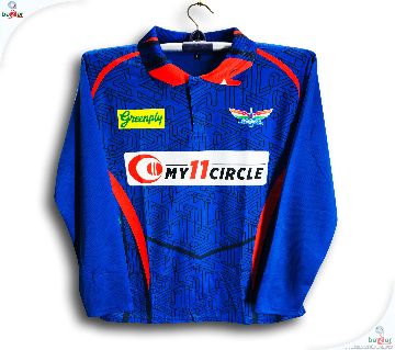 লখনউ সুপার জায়ান্টস ফুল-স্লীভ আইপিএল ক্রিকেট জার্সি উইথ কলার 