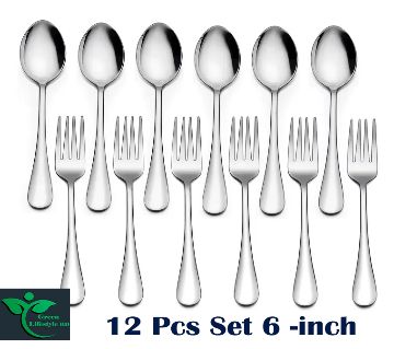 স্টেইনলেস স্টিল ফর্ক এন্ড স্পুন সেট (১২ পিস)