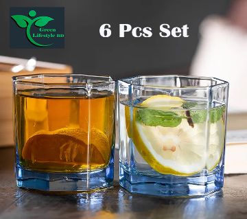 8 Angle ইটালিয়ান জুস/ ওয়াটার গ্লাস (৬ পিসের সেট)