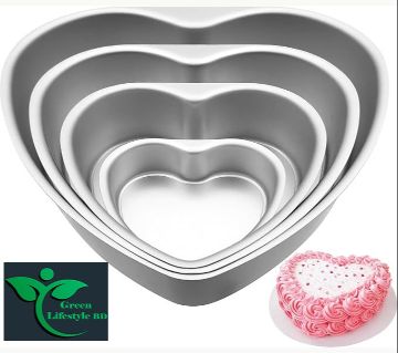 হার্ট শেপড কেক বেকিং মোল্ড মেটাল প্যান অ্যালুমিনিয়াম সেট - Birthday Cake Mold 4pcs/set